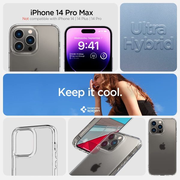 71xPJMa-6lL._AC_SL1200_ Apple iPhone 14 Pro Max Ultra Hybrid TPU + PC Case by Spigen - ACS04823 - Frost Clear - Image 4