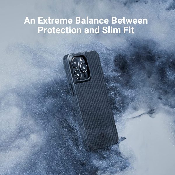 814ToEGtNUL._AC_SL1500_ iPhone 14 Pro Max MagEZ Case Pro 3 MagSafe Compatible Military Drop Protection Carbon Fiber Magnetic Case by PITAKA - Black / Grey Twill 1500D - Image 8