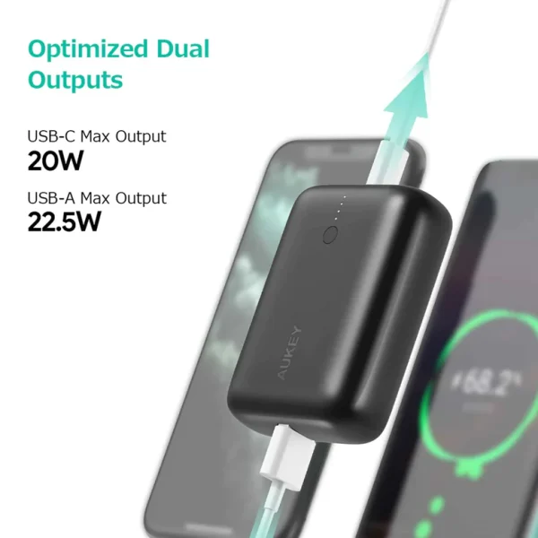 Aukey 20W USB C PD & USB QC3.0 10000mAH Mini Power Bank PB-N83s - Image 4
