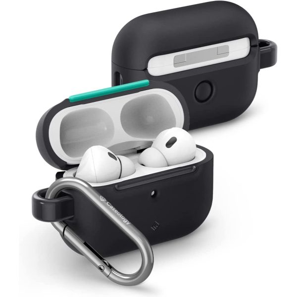 Airpods Pro 2022 NanoPop Dual tone Liquid Silicone Case by Caseology - Prune Charcoal - ACS05427 - Image 1