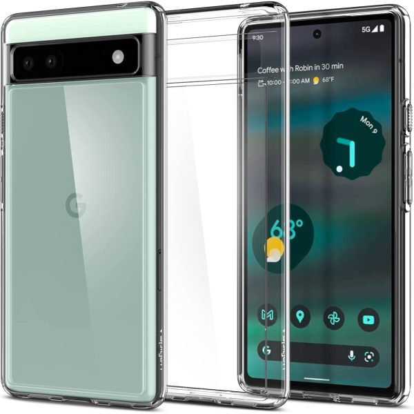 pixel 6a ultra hybrid case clear Google Pixel 6a Ultra Hybrid TPU + PC Case by Spigen - ACS04477 - Crystal Clear - Image 1
