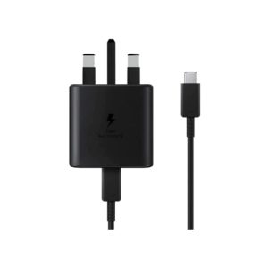 45W Charger Samsung with Power Delivery 3.0 PPS Tech for Samsung S22 Series, S21 Series & Note 20 Series - UK Plug with 1 USB C to USB C Cable - Black - OP