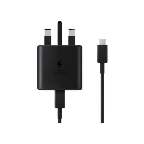 45W Charger Samsung with Power Delivery 3.0 PPS Tech for Samsung S22 Series, S21 Series & Note 20 Series - UK Plug with 1 USB C to USB C Cable - Black - OP - Image 1