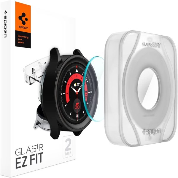 Galaxy Watch 5 Pro Glass Protector EZ Fit by Spigen - AGL05346 - Clear - 2 PACK - Image 1
