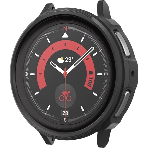 watch 5 pro liquid air case matte black Galaxy Watch 5 Pro Case 45mm Spigen Liquid Air Case - ACS05185 - Matte Black - Image 1