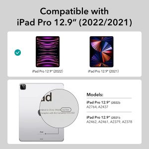 iPad Pro 12.9" 2022 / 2021 Ascend Hybrid Case Detachable Magnetic Cover, Tough Back Case, Slim and Light - Black - Image 2