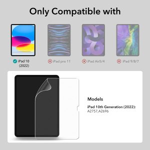 iPad 10.9" 10th Gen 2022 Paper Feel Protector Put Pencil to Paper, Thin and Responsive, Easy Application Tray, Scratch Protection, Draw Like on Paper by ESR - 2 PACK - BIS - Image 2