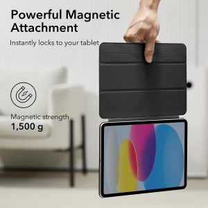 iPad 10.9 10th Gen 2022 Rebound Magnetic Smart Case Convenient Magnetic Attachment Supports Pencil Pairing & Charging - Black - BIS - Image 9