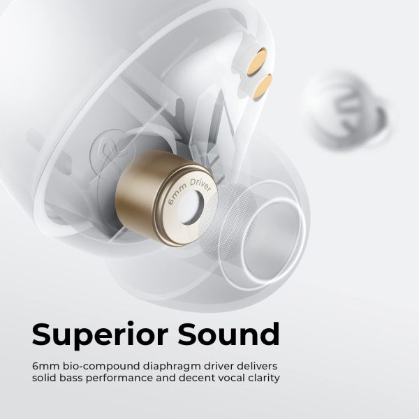 61C8ZWLrDBL._AC_SL1500_ SoundPEATS Free2 classic Wireless Earbuds Bluetooth V5.1 Headphones with 30Hrs Playtime in-Ear Wireless Earphones with Immersive Stereo Sound - White - BB - Image 2