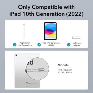 iPad 10.9 10th Gen 2022 Rebound Pencil Case with Built-in Pencil Holder, Flexible Back Cover, Trifold Stand, Auto Sleep/Wake - Silver Gray - BIS - Image 2