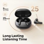 SoundPEATS Life Wireless Earbuds, Active Noise Cancelling Bluetooth 5.2 Headphones, Wireless Earphones with Dual Mic AI ENC for Clear Calls, Transparency Mode, 25 Hours of Playtime, Immersive Sound - Black - BB - Image 3