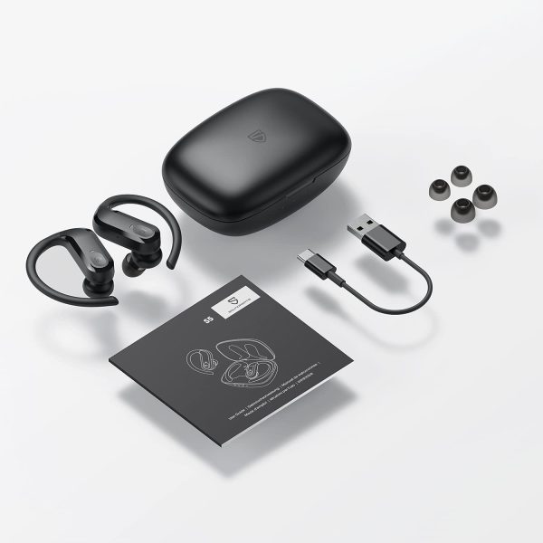 SoundPEATS S5 Wireless Earbuds Over-Ear Hooks Bluetooth Headphones 5.0 in-Ear Stereo Wireless Earphones with Touch Control IPX7 Waterproof for Sports, 12mm Driver, Mono/Stereo Mode, USB-C Charge - AMT - Image 3