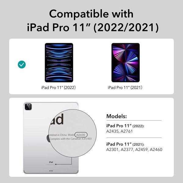 iPad Pro 11" 2022 / 2021 Ascend Hybrid Case Detachable Magnetic Cover, Tough Back Case, Slim and Light - Black - Image 3
