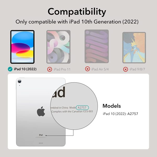 iPad 10.9 10th Gen 2022 Ascend Trifold Case Auto Sleep and Wake, Trifold Stand, Lightweight Hard Back Cover -  Black - BIS - Image 5