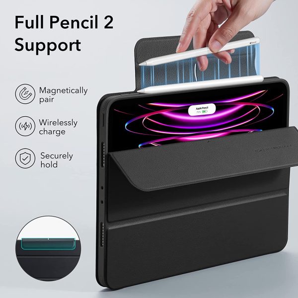 iPad Pro 12.9" 2022 / 2021 Rebound 360 Case ESR with Pencil Holder, Detachable Magnetic Cover, Vertical Stand - Rugged Black - Image 7
