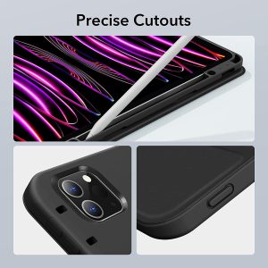 iPad Pro 12.9 2022 / 2021 Rebound Pencil Case Convenient Pencil Holder & Soft Flexible TPU Back Cover - Black - Image 6