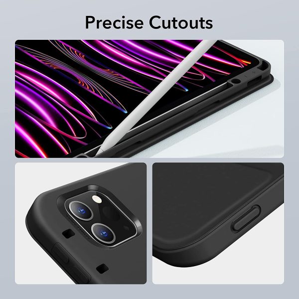 iPad Pro 12.9 2022 / 2021 Rebound Pencil Case Convenient Pencil Holder & Soft Flexible TPU Back Cover - Black - Image 6