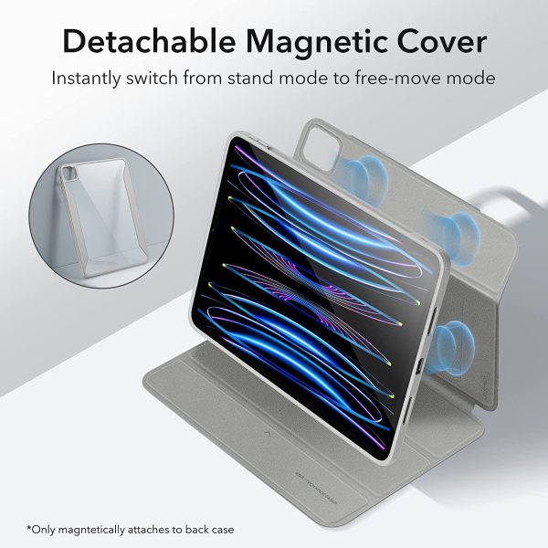 iPad Pro 11" 2022 / 2021 Rebound 360 Case ESR with Pencil Holder, Detachable Magnetic Cover, Vertical Stand - Silver Gray - BIS - Image 6