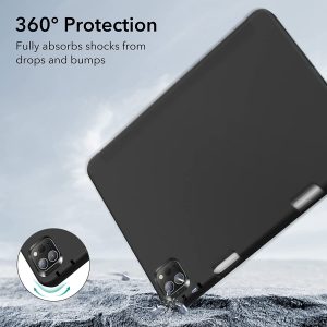iPad Pro 12.9 2022 / 2021 Rebound Pencil Case Convenient Pencil Holder & Soft Flexible TPU Back Cover - Black - Image 4