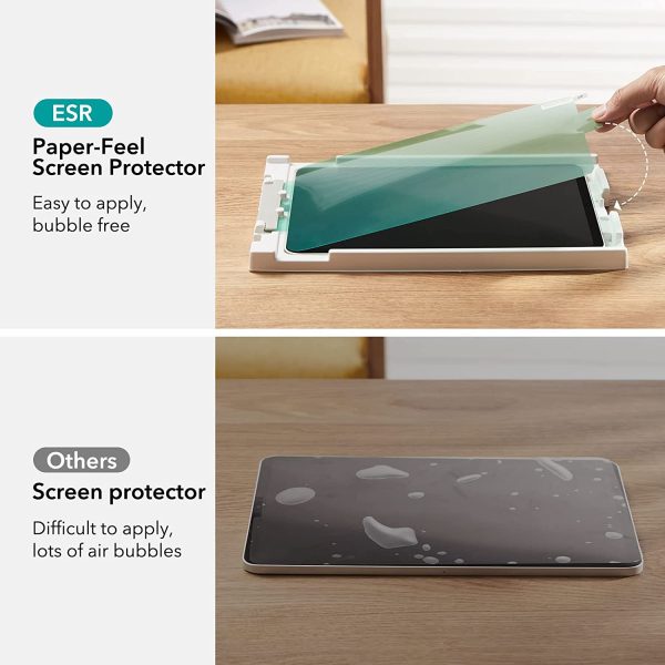 71o-cC2MSBL._AC_SL1500_ iPad Pro 11 M2 / M1  & iPad Air 5 M1 / Air 4 A14 Bionic Paper Feel Protector Put Pencil to Paper, Thin and Responsive, Easy Application Tray, Scratch Protection, Draw Like on Paper by ESR - 2 PACK - Image 4