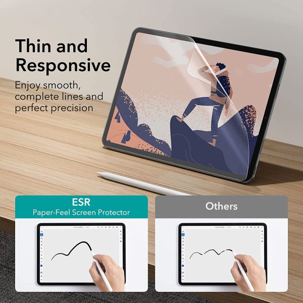 71xyor7PqxL._AC_SL1500_ iPad Pro 11 M2 / M1  & iPad Air 5 M1 / Air 4 A14 Bionic Paper Feel Protector Put Pencil to Paper, Thin and Responsive, Easy Application Tray, Scratch Protection, Draw Like on Paper by ESR - 2 PACK - Image 8