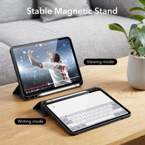 iPad 10.9 10th Gen 2022 Rebound Pencil Case with Built-in Pencil Holder, Flexible Back Cover, Trifold Stand, Auto Sleep/Wake - Silver Gray - BIS - Image 9