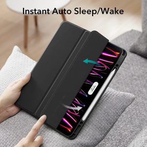 iPad Pro 12.9 2022 / 2021 Rebound Pencil Case Convenient Pencil Holder & Soft Flexible TPU Back Cover - Black - Image 9