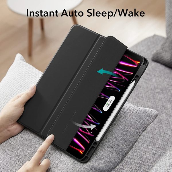 iPad Pro 12.9 2022 / 2021 Rebound Pencil Case Convenient Pencil Holder & Soft Flexible TPU Back Cover - Black - Image 9