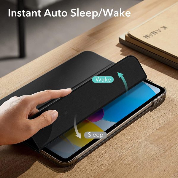 iPad 10.9 10th Gen 2022 Ascend Trifold Case Auto Sleep and Wake, Trifold Stand, Lightweight Hard Back Cover -  Black - BIS - Image 9