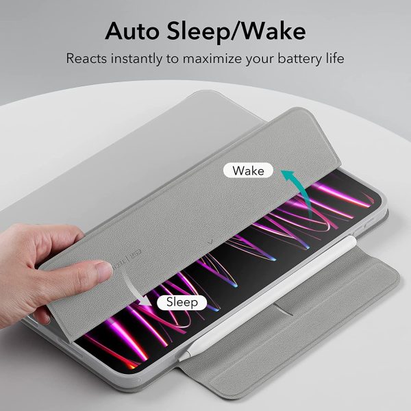 iPad Pro 12.9" 2022 / 2021 Rebound 360 Case ESR with Pencil Holder, Detachable Magnetic Cover, Vertical Stand - Silver Gray - BIS - Image 6