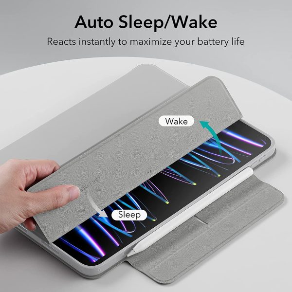 iPad Pro 11" 2022 / 2021 Rebound 360 Case ESR with Pencil Holder, Detachable Magnetic Cover, Vertical Stand - Silver Gray - BIS - Image 7