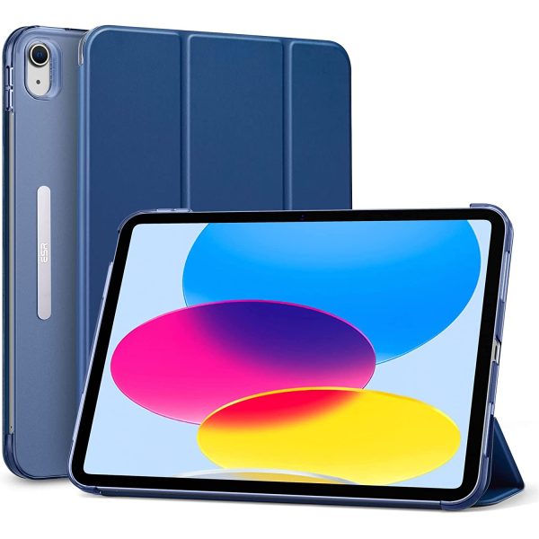 ipad 10.2 10th gen 2022 ascend trifold navy blue esr iPad 10.9 10th Gen 2022 Ascend Trifold Case Auto Sleep and Wake, Trifold Stand, Lightweight Hard Back Cover - Navy Blue - BIS - Image 1