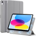 iPad 10.9 10th Gen 2022 Rebound Magnetic Smart Case Convenient Magnetic Attachment Supports Pencil Pairing & Charging - Silver Grey - BIS