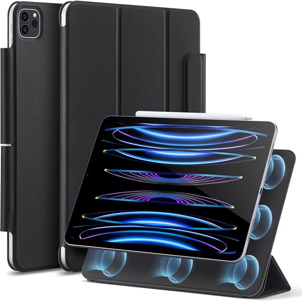iPad Pro 11 2022 / 2021 / 2020 Rebound Magnetic Smart Case Convenient Magnetic Attachment Supports Pencil Pairing & Charging - Rugged Black - Image 1