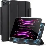iPad Pro 12.9 2022 / 2021 / 2020 Rebound Magnetic Smart Case Convenient Magnetic Attachment Supports Pencil Pairing & Charging - Rugged Black