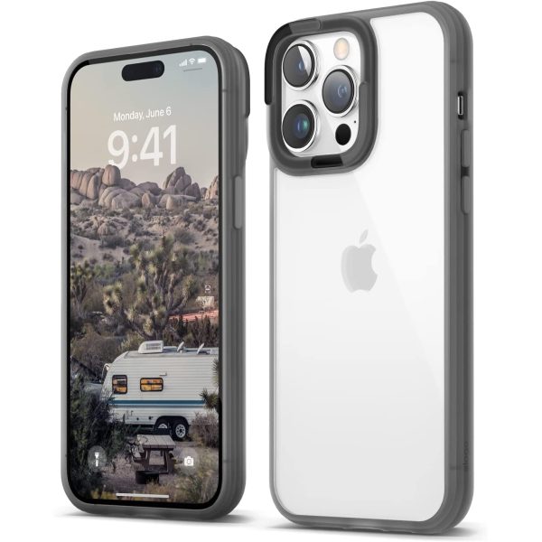 14 pro max dual clear case by elago black iPhone 14 Pro Dual Clear Case by elago PC + TPU Hybrid Technology, Reduced Yellowing, Crystal Clear, Shockproof Bumper Cover, Full Body Protection - Black - Image 1