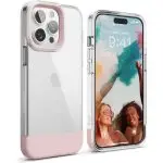 iPhone 14 Pro Glide Armor Case by elago Glide Armor Case Drop Protection, Shockproof Protective TPU Cover, Upgraded Shockproof, Mix and Match Parts, Enhanced Camera Guard - Clear / Lovely Pink