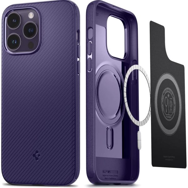 14 pro max mag armor magfit deep purple spigen Apple iPhone 14 Pro Max Mag Armor with Magsafe Compatibility Case by Spigen - ACS05584 - Deep Purple - Image 1