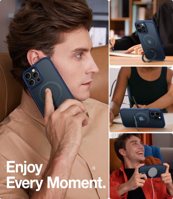 iPhone 14 Pro Max UPRO OStand Case by Torras with Built in Stand for Vertical & Horizontal Prop up Phone, Magsafe Charging Compatible Shockproof Drop Protection - Navy Blue - Image 11