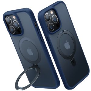 iPhone 14 Pro Max UPRO OStand Case by Torras with Built in Stand for Vertical & Horizontal Prop up Phone, Magsafe Charging Compatible Shockproof Drop Protection - Navy Blue - Image 2