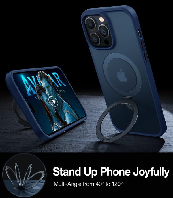 iPhone 14 Pro Max UPRO OStand Case by Torras with Built in Stand for Vertical & Horizontal Prop up Phone, Magsafe Charging Compatible Shockproof Drop Protection - Navy Blue - Image 3