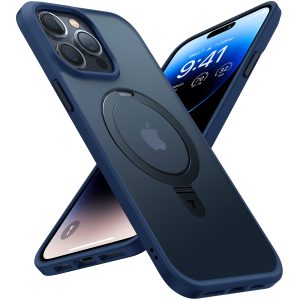 iPhone 14 Pro Max UPRO OStand Case by Torras with Built in Stand for Vertical & Horizontal Prop up Phone, Magsafe Charging Compatible Shockproof Drop Protection - Navy Blue - Image 7
