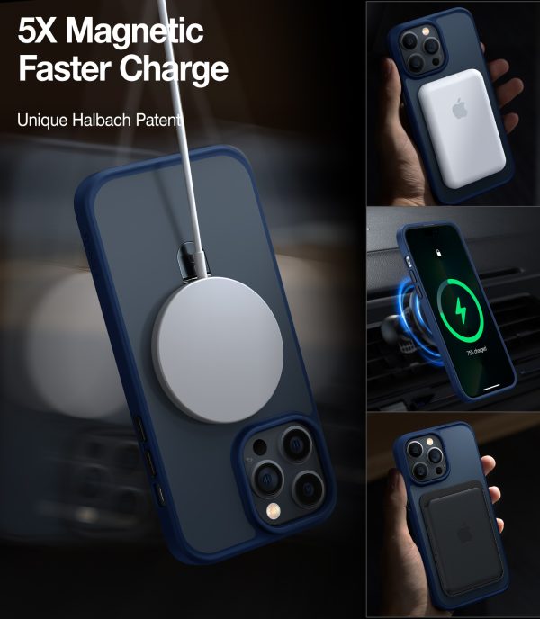 iPhone 14 Pro Max UPRO OStand Case by Torras with Built in Stand for Vertical & Horizontal Prop up Phone, Magsafe Charging Compatible Shockproof Drop Protection - Navy Blue - Image 8