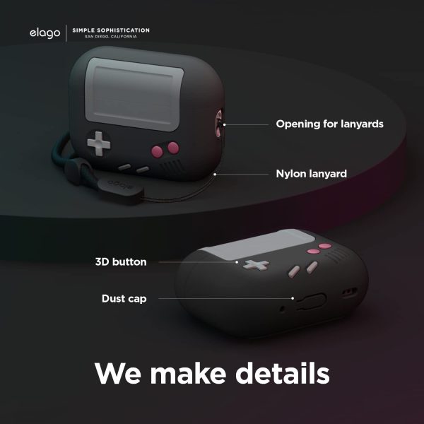 Airpods Pro 2022 elago AW5 Case Classic Handheld Game Console Design Case - Black - Image 2
