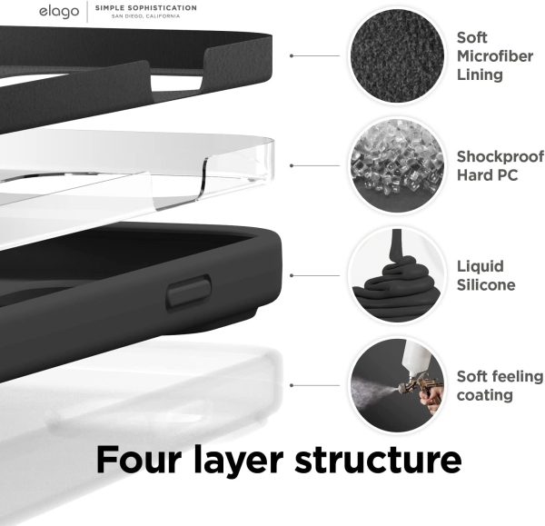 iPhone 14 Pro Max Liquid Silicon Case by elago Full Body Protective Cover, Shockproof, Slim Phone Case, Anti-Scratch Soft Microfiber Lining - Black - Image 7