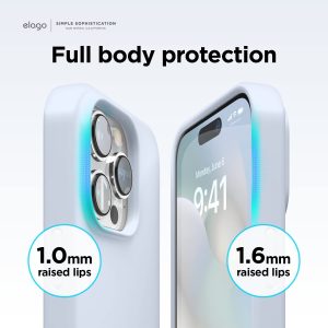 iPhone 14 Pro Max Liquid Silicon Case by elago Full Body Protective Cover, Shockproof, Slim Phone Case, Anti-Scratch Soft Microfiber Lining - Light Blue - Image 6