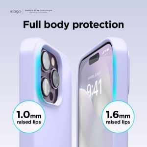 iPhone 14 Pro Liquid Silicon Case by elago Full Body Protective Cover, Shockproof, Slim Phone Case, Anti-Scratch Soft Microfiber Lining - Purple - Image 6