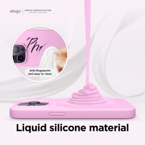 iPhone 14 Pro Max Liquid Silicon Case by elago Full Body Protective Cover, Shockproof, Slim Phone Case, Anti-Scratch Soft Microfiber Lining - Hot Pink - Image 2