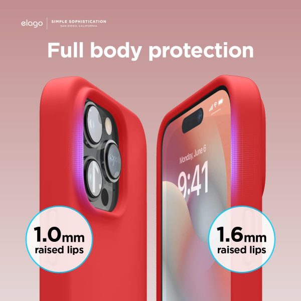 iPhone 14 Pro Max Liquid Silicon Case by elago Full Body Protective Cover, Shockproof, Slim Phone Case, Anti-Scratch Soft Microfiber Lining - Red - Image 7