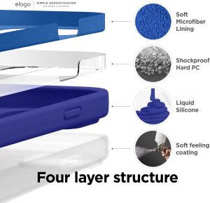 iPhone 14 Pro Max Liquid Silicon Case by elago Full Body Protective Cover, Shockproof, Slim Phone Case, Anti-Scratch Soft Microfiber Lining - Cobalt Blue - Image 2
